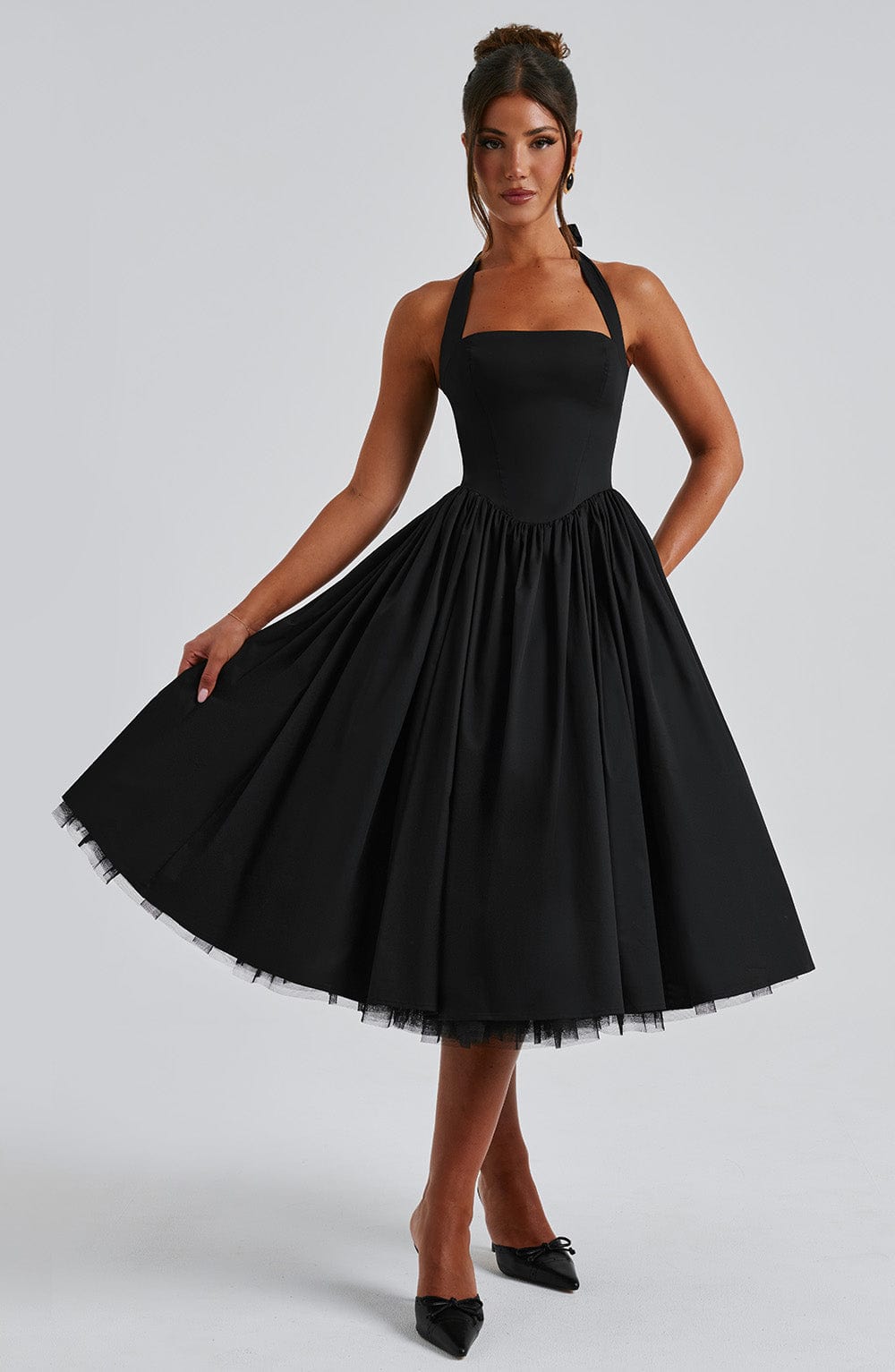 Women's Halter Party Light Wrap Elegant Wedding Guest Dress