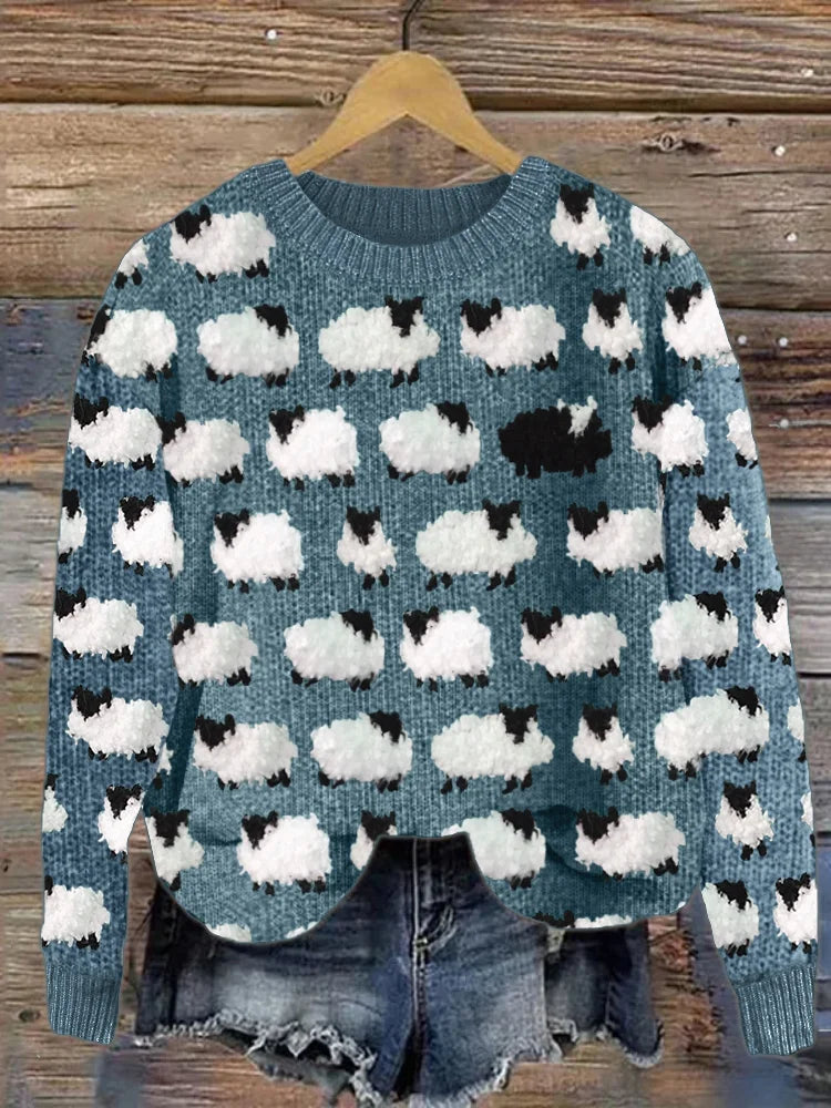 Women's Casual Vintage Knitted Winter Sweater with Nostalgic Design