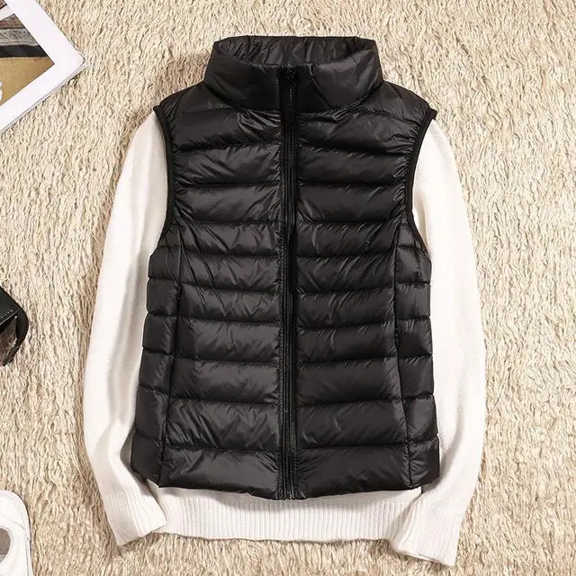 Outdoor Ultra Light Down Zipper Puffer Vest for Women - Ideal Layering Companion