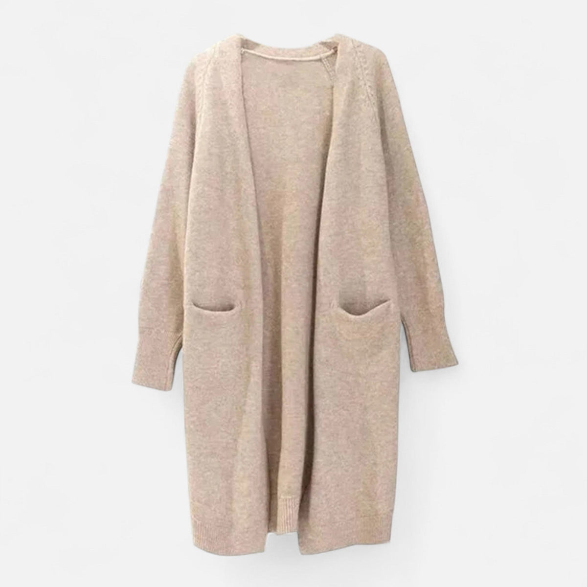 Women’s Stylish Thick Knitted Warm Cardigan with V-Neckline and Discreet Pockets