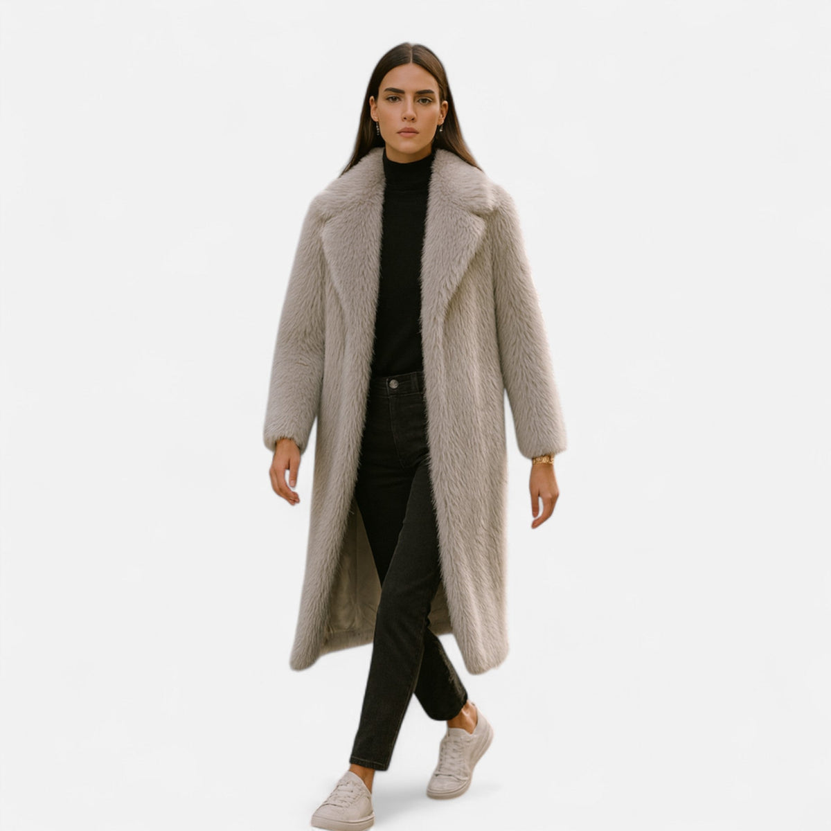 Women’s Timeless Long City Adventure Winter Faux Fur Overcoat