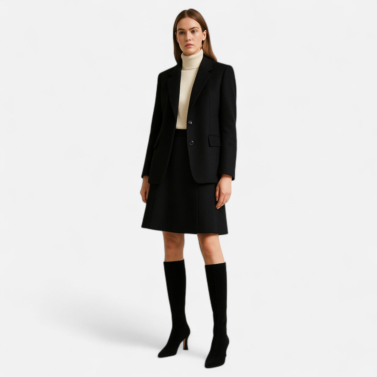 Classic Sturdy Outdoor Thigh-High Heeled Boots for Women