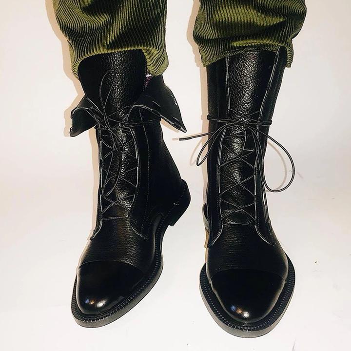 Women's Winter Fashionable Ankle Polish Boots with Lace-Up Closure