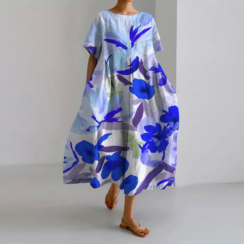 Women’s Summer Dress with Flowing Multicolored Floral Style