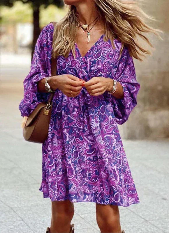 Women's Bohemian Summer Wrap Mini Dress for All Day Comfort