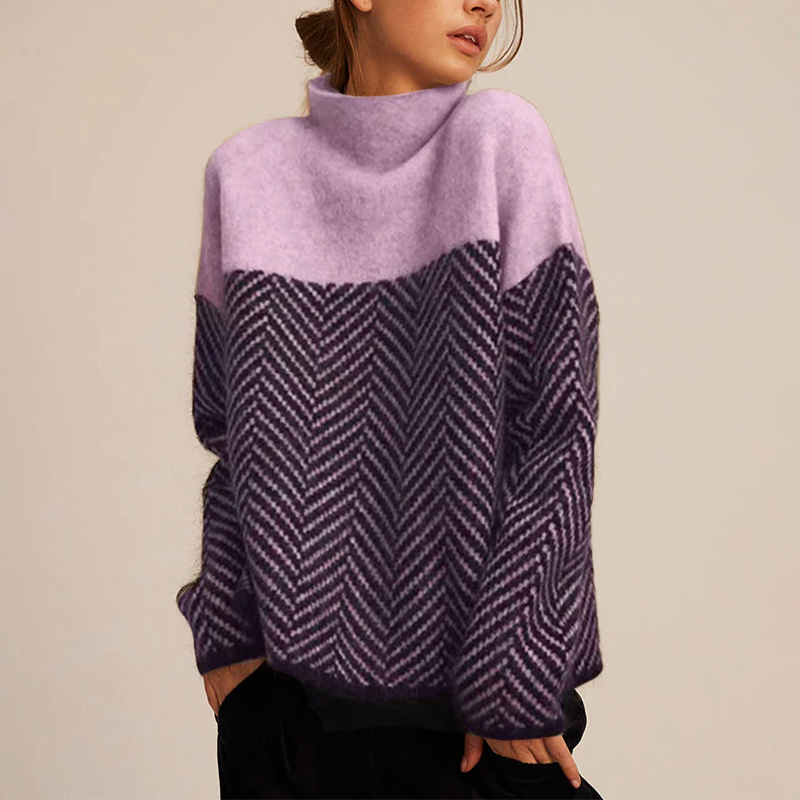 Women's Trendy Loose Fit Warm Cashmere Jumper with Roll Neckline