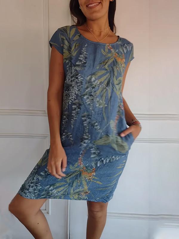 Women’s Leaf Print Travel Day Outfit Summer Dresses