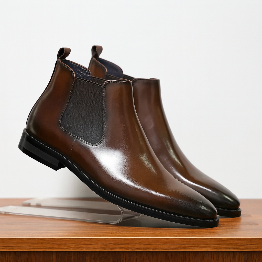 Men’s Sleek Elastic Side Leather Chelsea Boots
