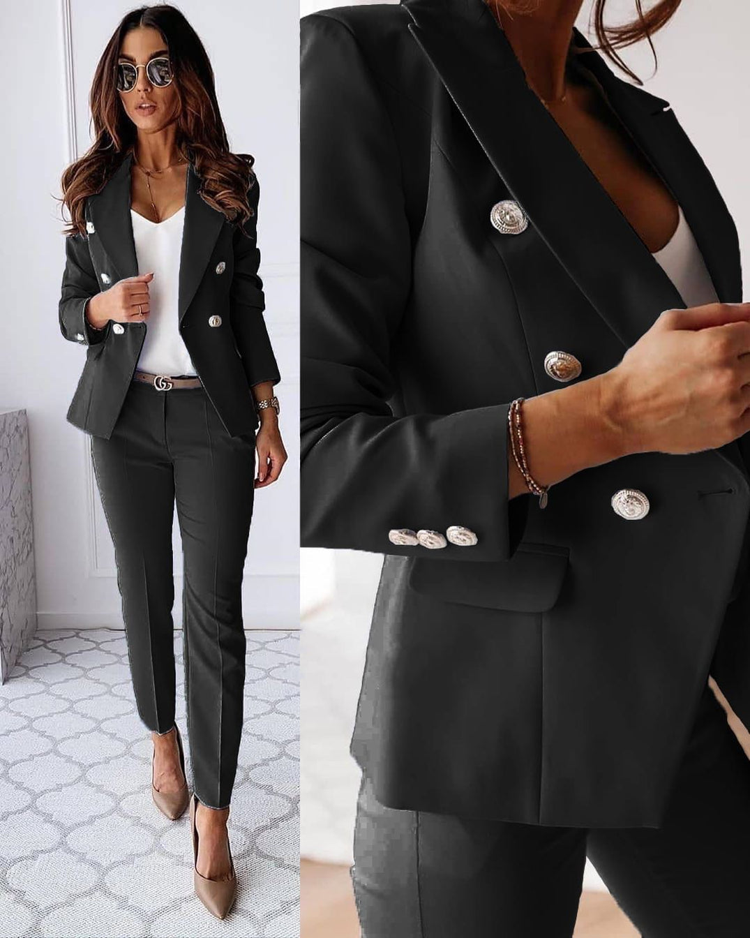 Women's Modern Business Suit – Complete Ensemble Jacket and Fitted Trousers