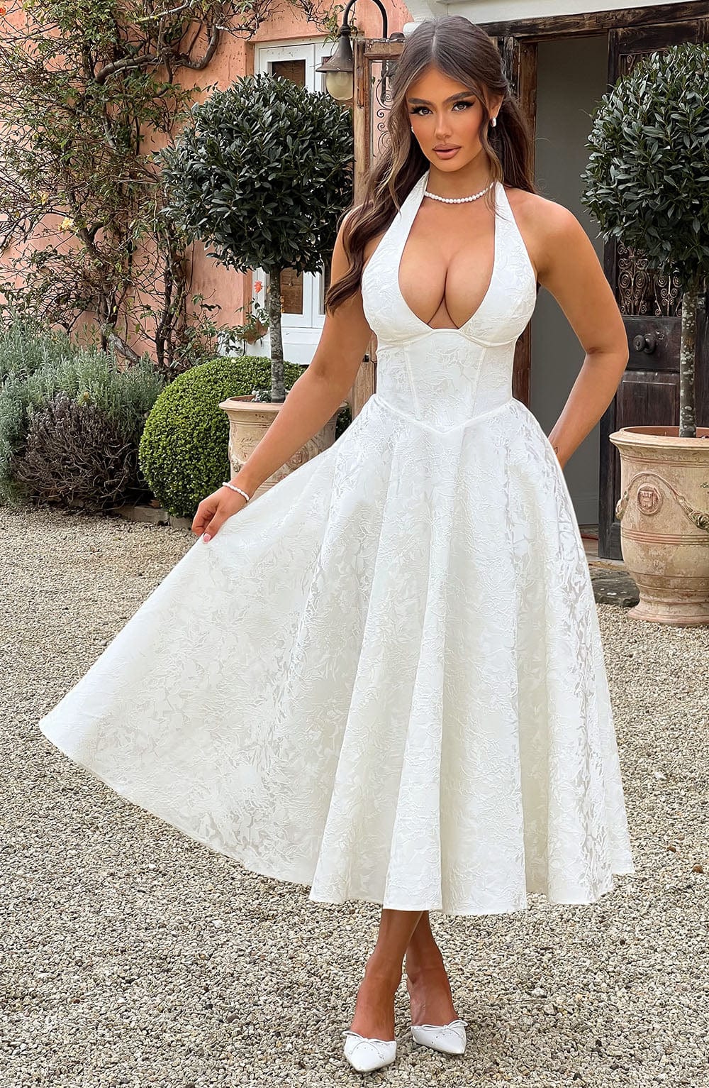 Exquisite Classic Halter Wedding Guest Dress for Women