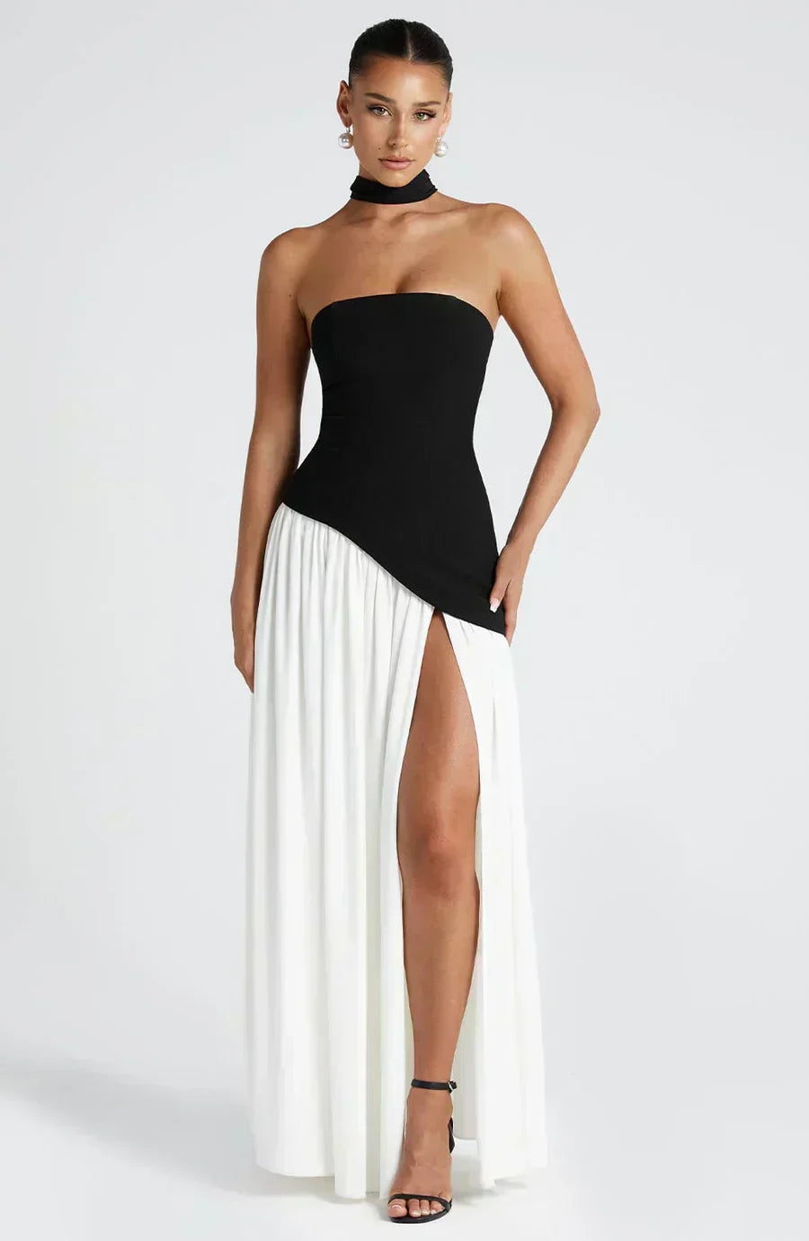 Elegant Slit Long Gown Asymmetric Wedding Guest Dress for Women
